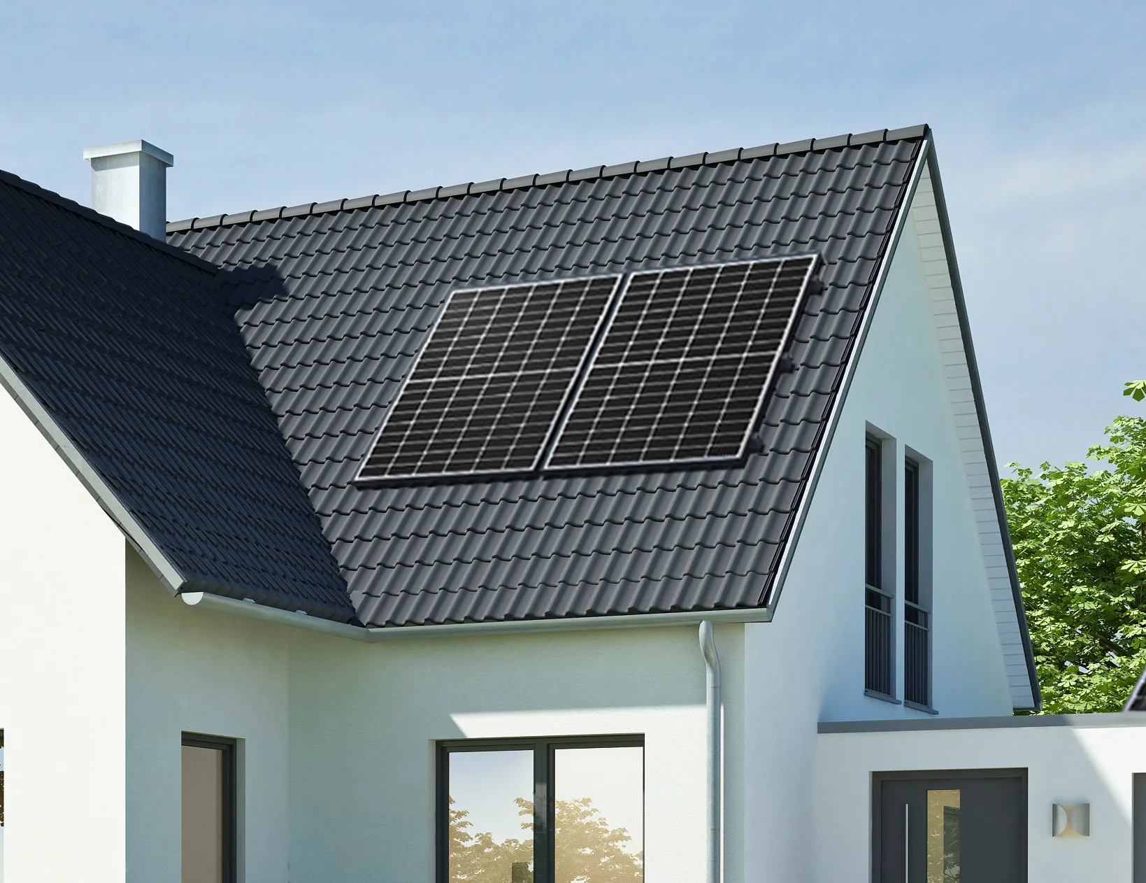 Möglichkeiten Hintergrund: Photovoltaikanlage auf Hausdach