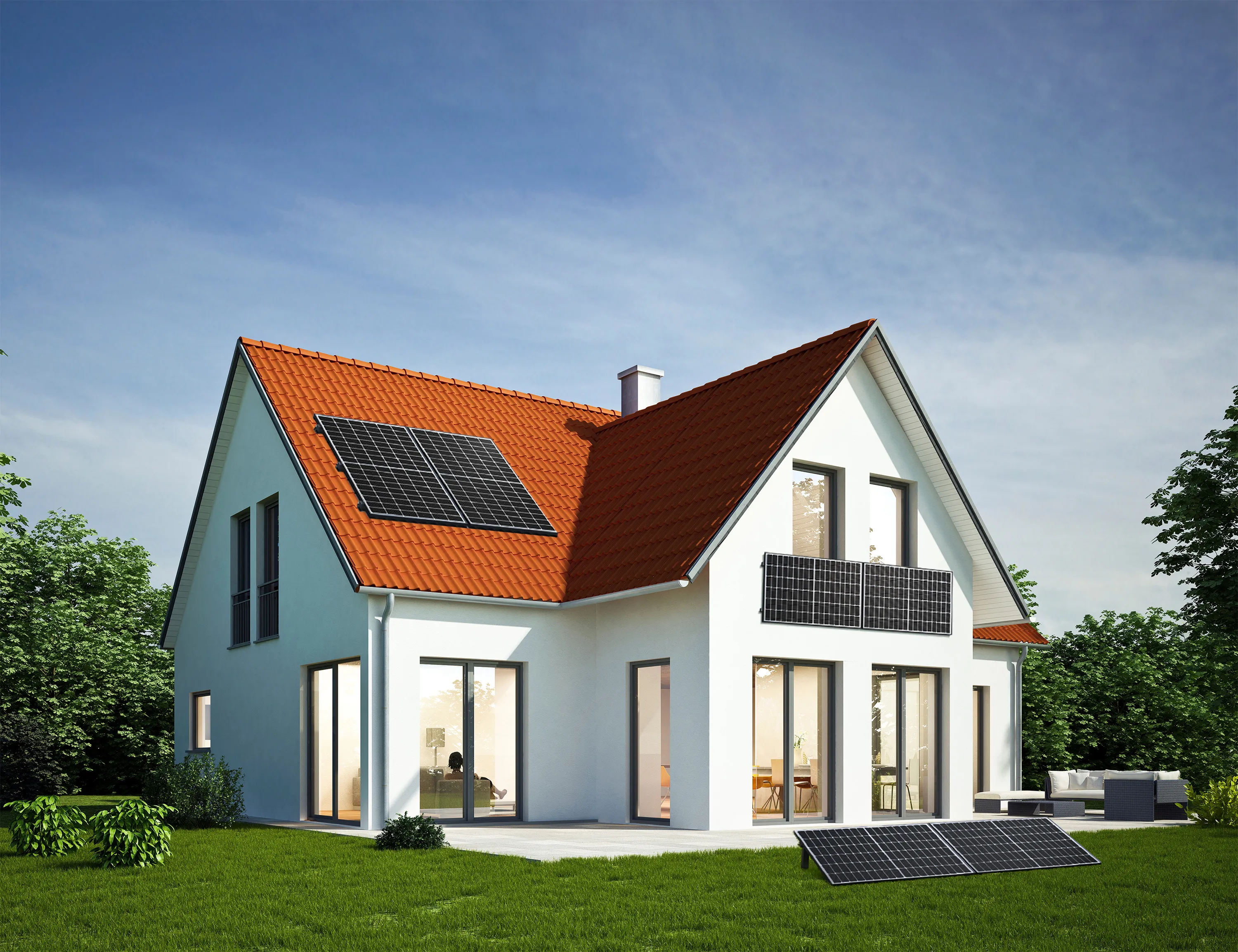 Solar Möglichkeiten: Balkonkraftwerk, Dach Photovoltaik, Garten mit Haus